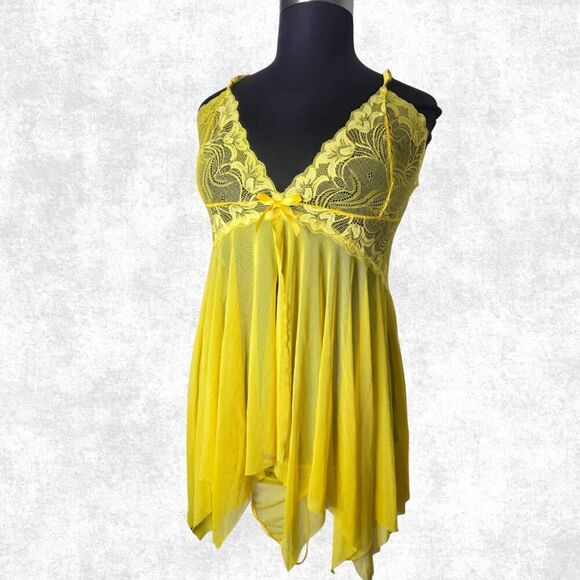 Avid Love Other - Avidlove Yellow Lace Babydoll Lingerie – 4X / XXXXL